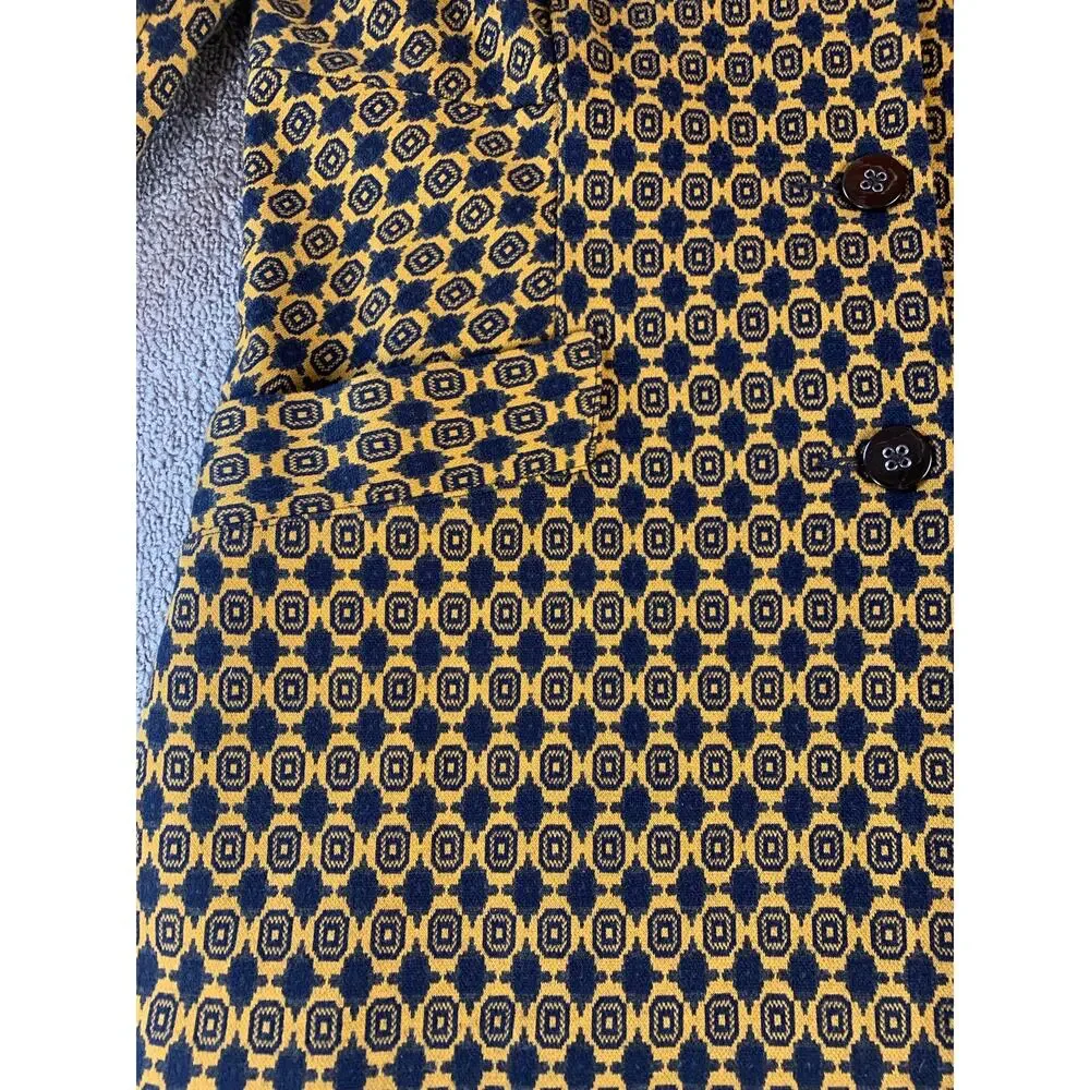 Cabi Standout Kensinggton Proper Blazer & Skirt Set Gold Navy Medallion Small